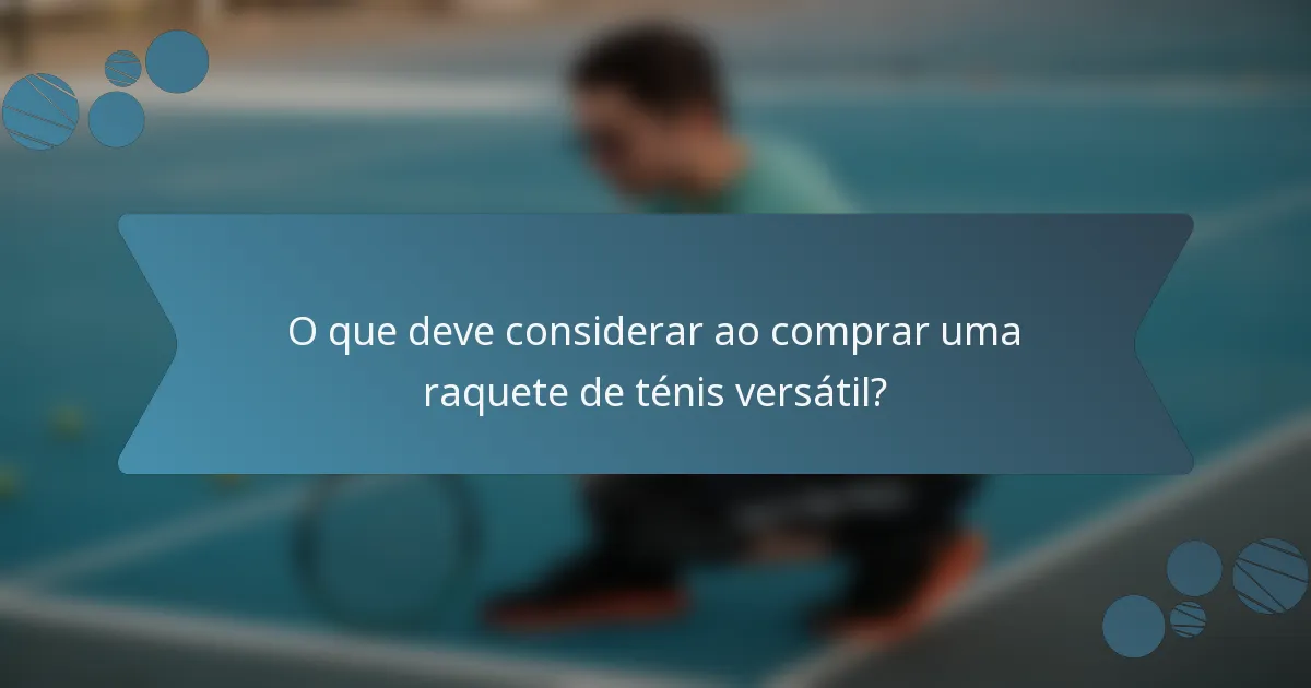 O que deve considerar ao comprar uma raquete de ténis versátil?